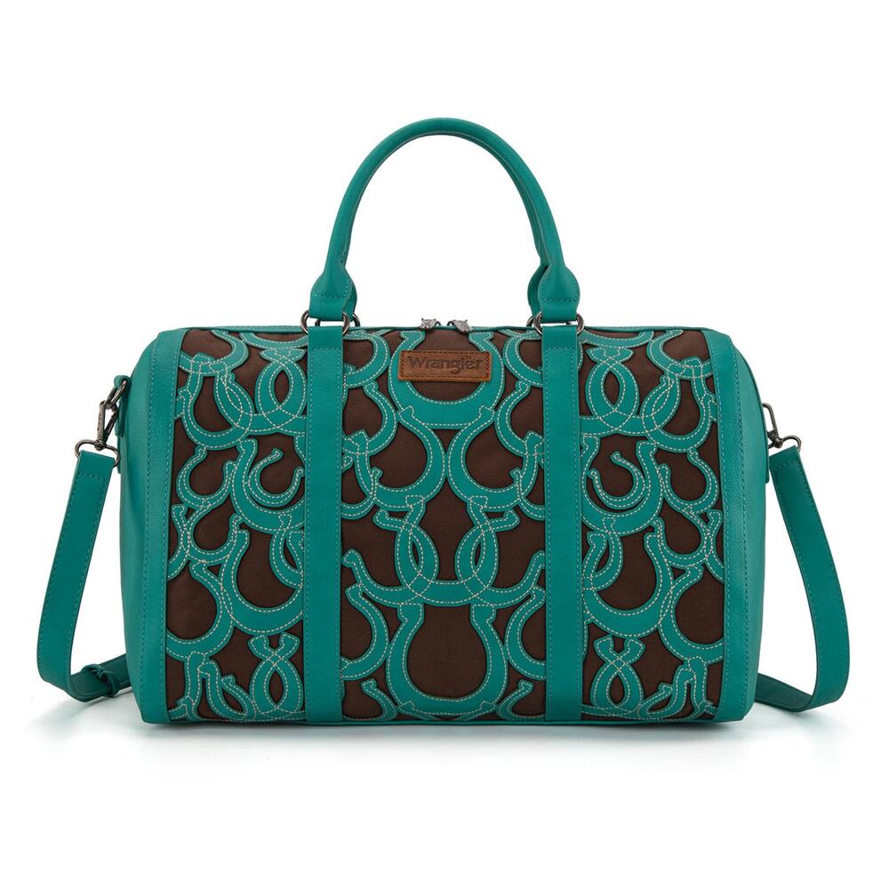 Wrangler Horseshoe Cutout Travel Weekender Duffle Bag - Turquoise